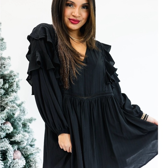 Dresses & Skirts - Elegant Black Ruffle romper